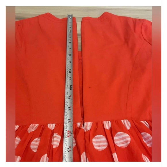 Maeve Anthropologie Polka Dot Mini Dress Red Orange Petite M NWT - Picture 13 of 16